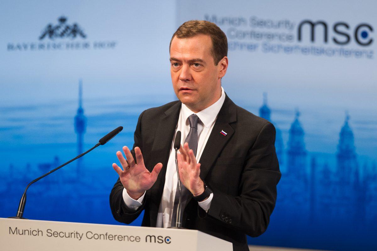 Russian Prime Minister Dmitry Medvedev at the 2016 Munich Security Conference at the Bayerischer Hof Hotel in Munich, Germany, on Feb. 13, 2016. (Lennart Preiss/Getty Images)