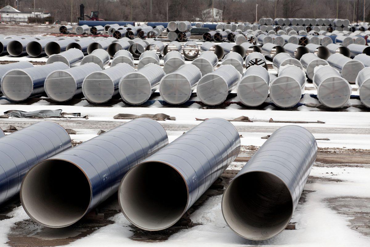 New water pipes awaiting installation in Flint, Michigan. (Bill Pugliano/Getty Images)