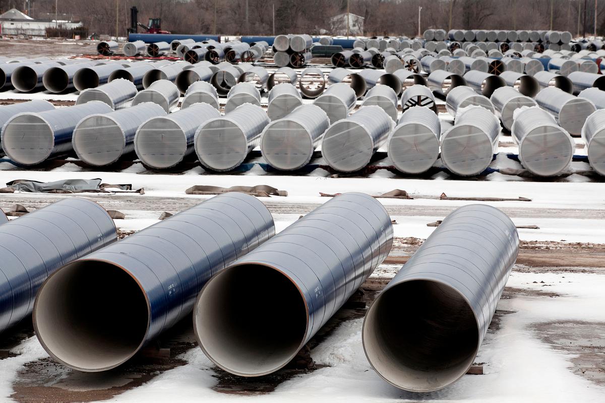 New water pipes awaiting installation in Flint, Michigan on Feb. 19. (Bill Pugliano/Getty Images)