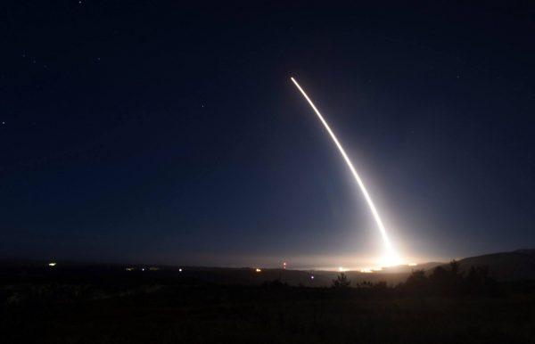 A U.S. Air Force Minute Man III intercontinental ballistic missile test launch. (U.S. Air Force)