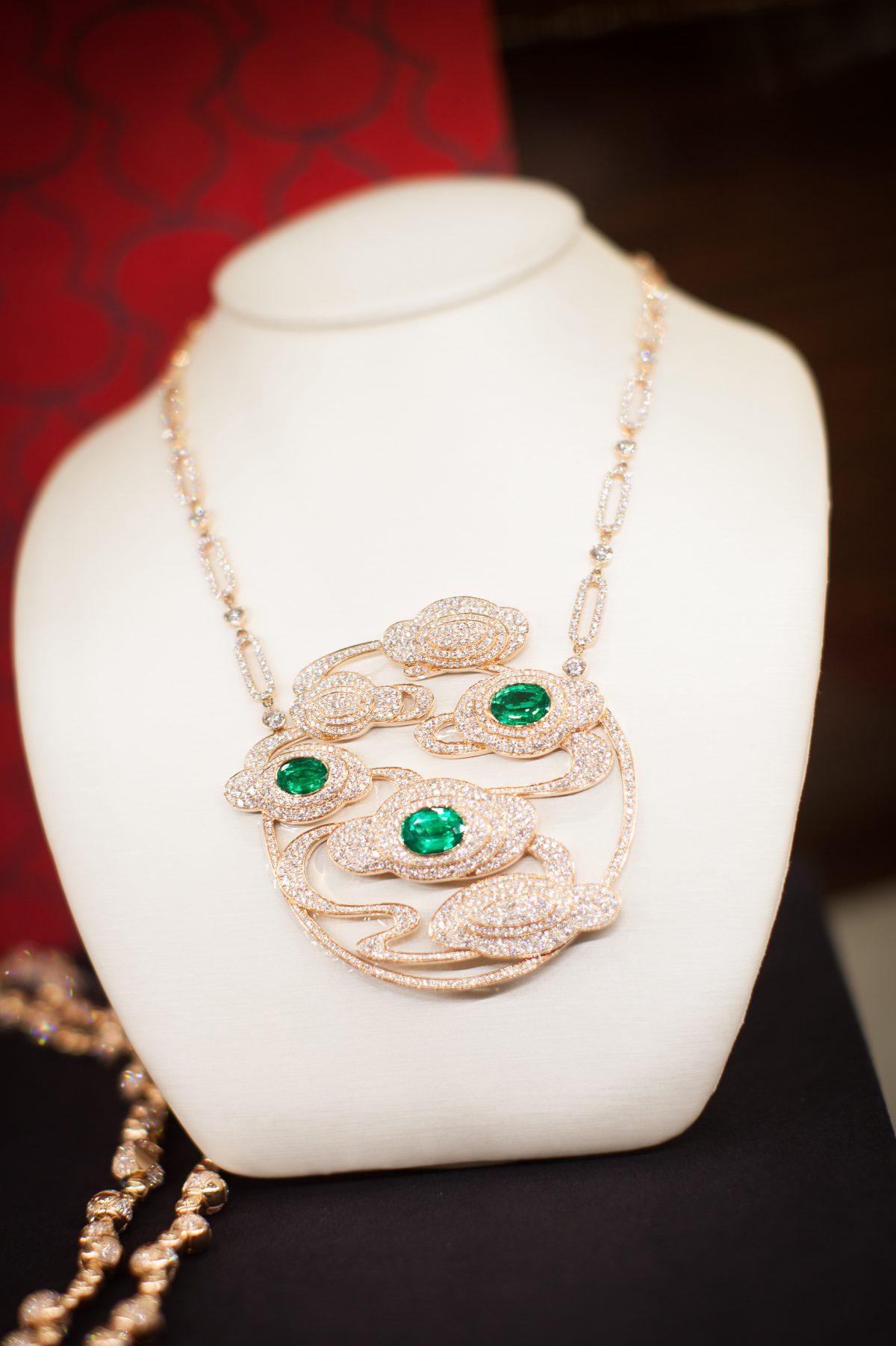 A unique Qeelin pendant for sale for $340,000 on display at the unveiling of Qeelin Collections and Chinese New Year Festivities at CH Premier Jewelers in the Westfield Shopping Center in Santa Clara, Calif., on Feb. 20. (Christian Lambert for Epoch Times)