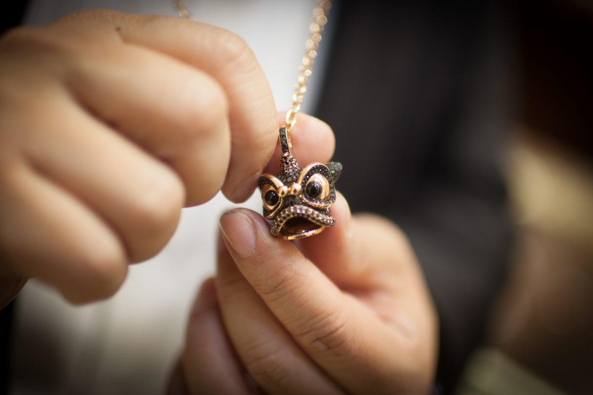 The “Black Lion” Xi Xi pendant, one of Qeelin co-founder Dennis Chan’s favorites, at the unveiling of Qeelin Collections and Chinese New Year Festivities at CH Premier Jewelers in the Westfield Shopping Center in Santa Clara, Calif., on Feb. 20. (Christian Lambert for Epoch Times)