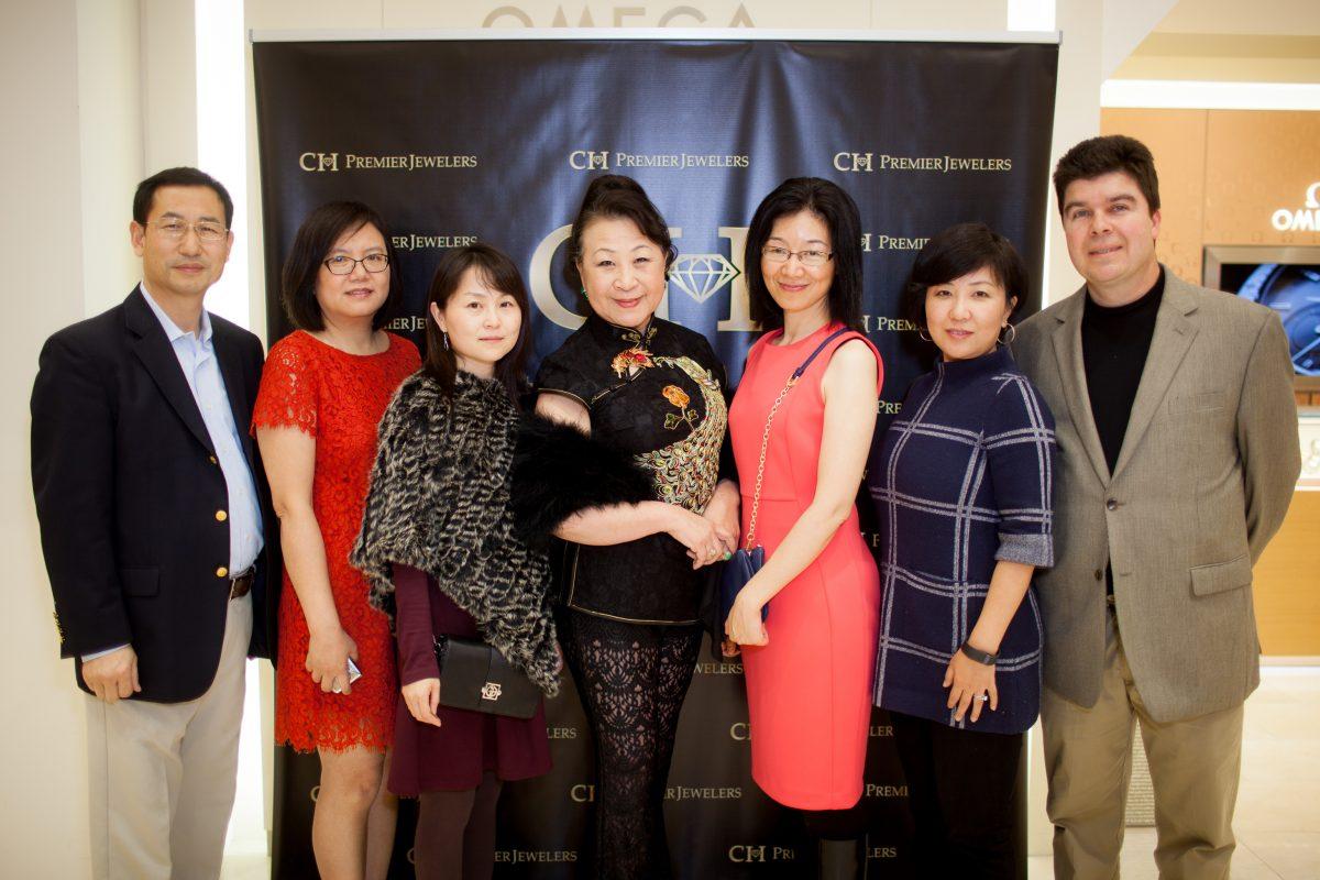 Epoch Media Group staff with Shirley Lee of China Silicon Valley (C) at the unveiling of Qeelin Collections and Chinese New Year Festivities at CH Premier Jewelers in the Westfield Shopping Center in Santa Clara, Calif., on Feb. 20. (Christian Lambert for Epoch Times)