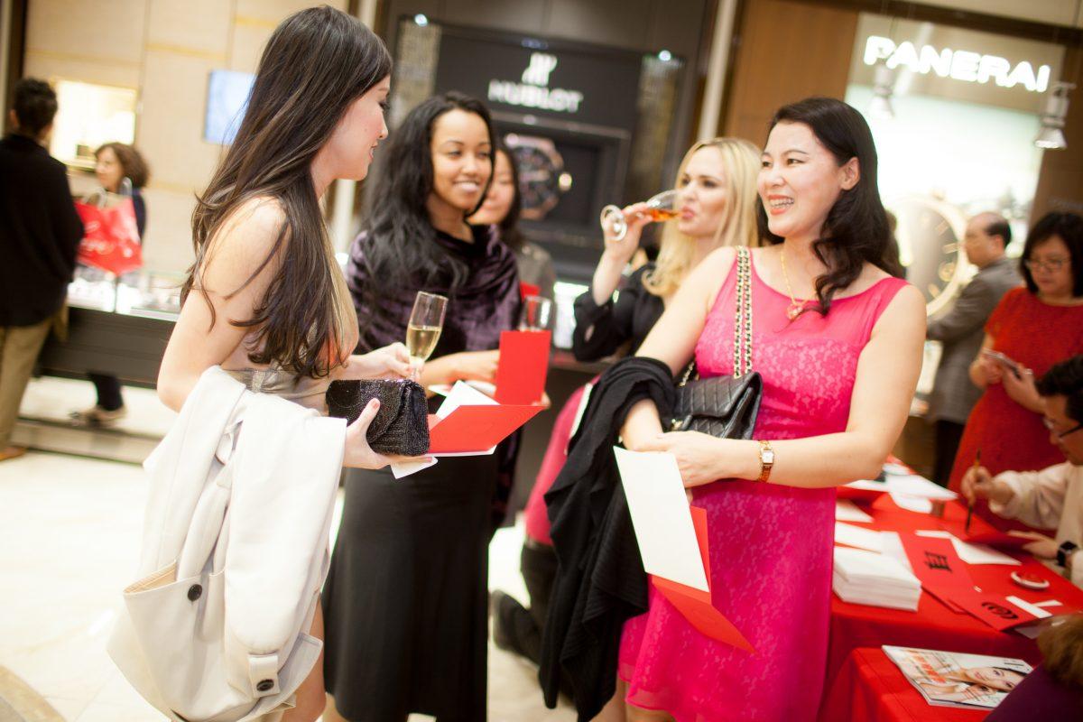 Customers chat during the unveiling of Qeelin Collections and Chinese New Year Festivities at CH Premier Jewelers in the Westfield Shopping Center in Santa Clara, Calif., on Feb. 20. (Christian Lambert for Epoch Times)