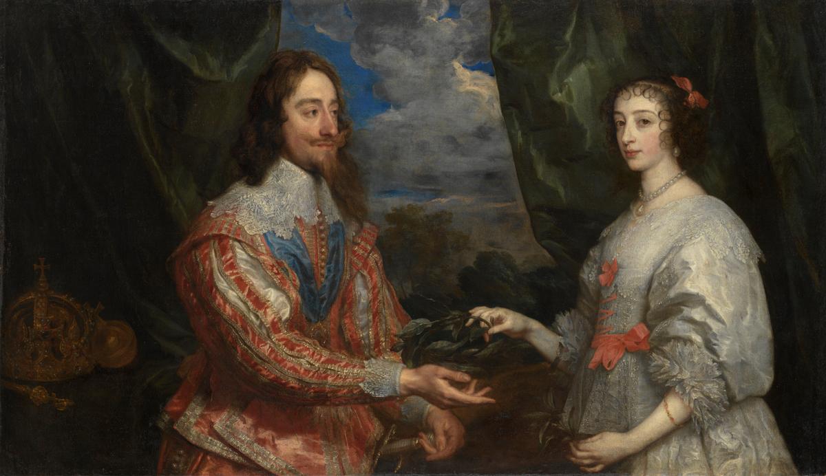 "Charles I and Henrietta Maria Holding a Laurel Wreath," 1632, by Anthony van Dyck. Oil on canvas. Archbishop’s Castle and Gardens, Kromeriz, Czech Republic. (Public Domain)