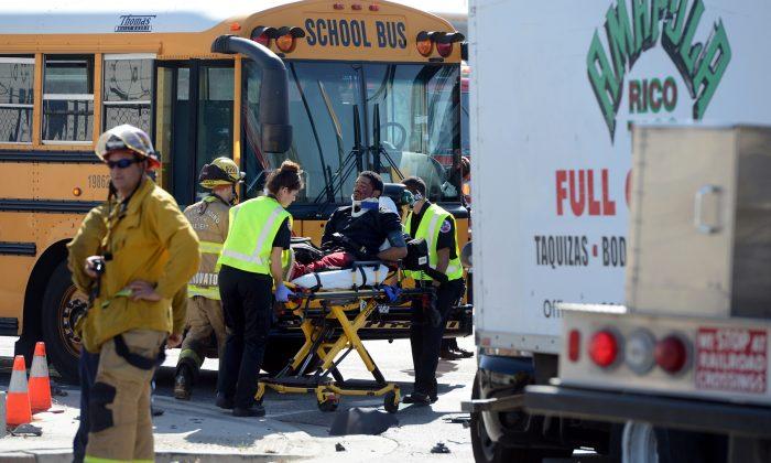 Stolen Taco Truck Fleeing California Police Hits School Bus