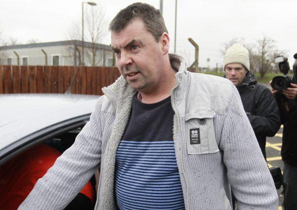 Seamus Daly leaves Maghaberry Prison, in Ballinderry, Northern Ireland, on Mar. 1, 2016. He was one of four men found liable for the Omagh bomb in 2008 following a civil lawsuit brought by families of the deceased. (AP Photo/Peter Morrison)