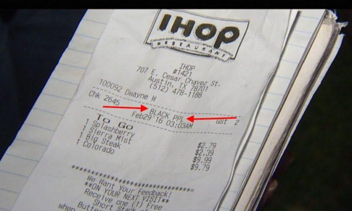 IHOP Server in Texas Under Fire Because of Receipt That Says ‘BLACK PPL’