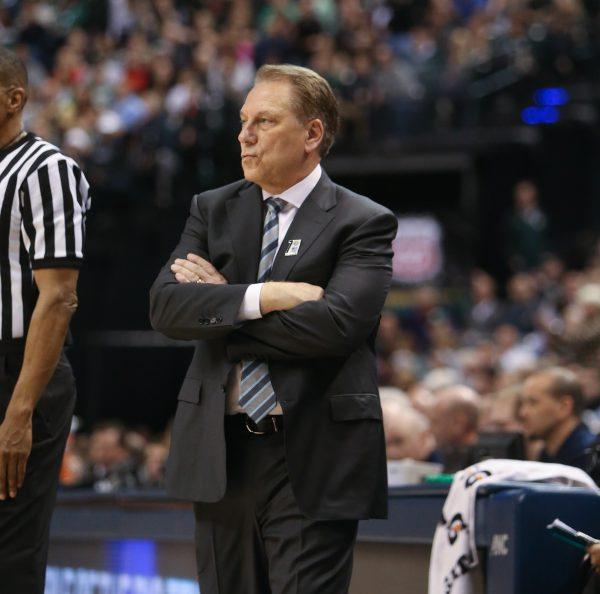Michigan State head coach Tom Izzo watches second half action against Purdue in Indianapolis, Ind., on March 13, 2016. (Kirthmon F. Dozier/Detroit Free Press via AP)