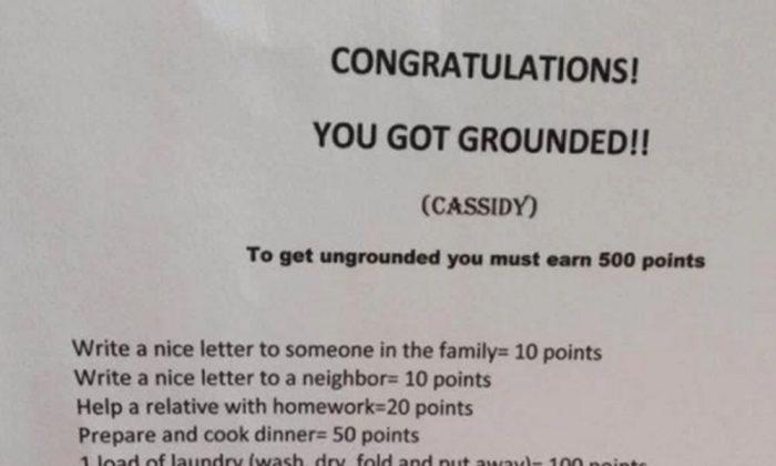 Grounded Girl Has to Earn 500 Points Via Doing Chores to Get Un-Grounded