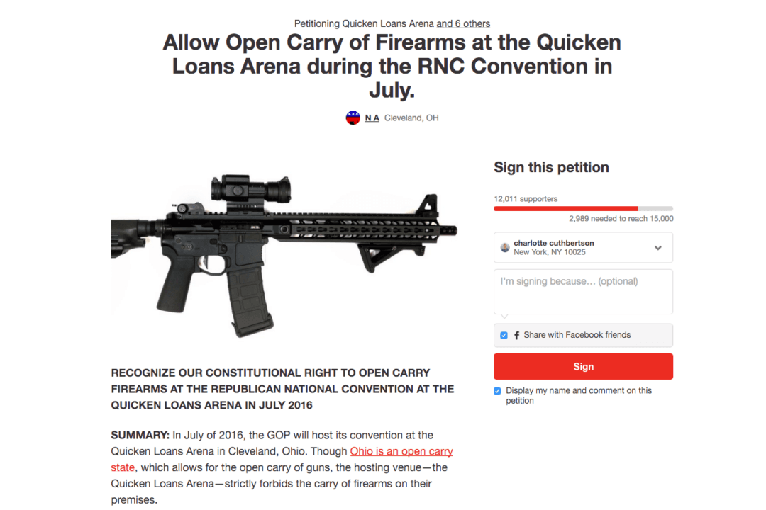 Thousands of People Are Signing a Petition to Allow Firearms at the GOP Convention