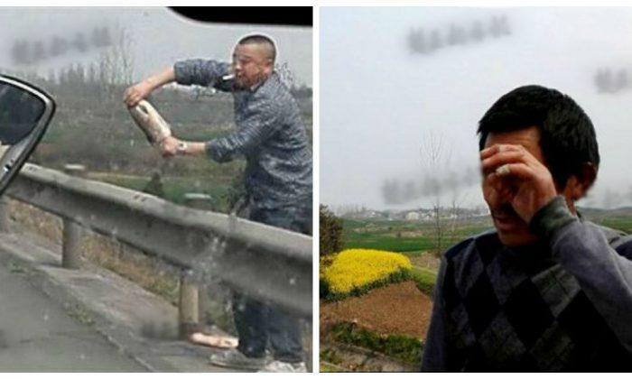 Chinese Fisherman Tears Up Seeing His Fish Looted on Highway
