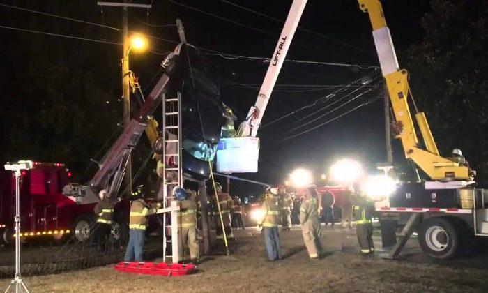 Video: Woman Rescued After Car Gets Stuck in Power Lines for Two Hours