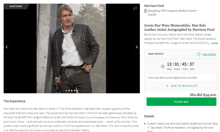 Jacket Worn by Harrison Ford in ‘Star Wars: The Force Awakens’ up for Auction