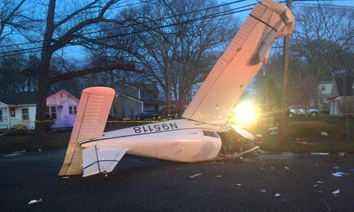 Plane Crashes in Long Island Street, Pilot and Passenger Injured