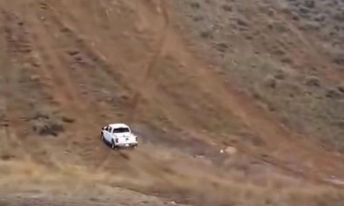 Man Launches His Truck Up Steep Hill