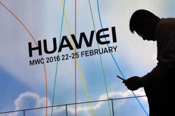 A sign for the Huawei booth at the Mobile World Congress in Barcelona, Spain on Feb. 22, 2016. (Luis Gene/AFP/Getty Images)