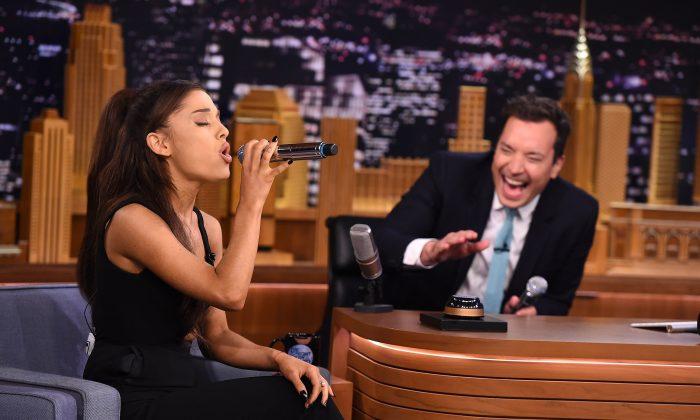 Ariana Grande and Jimmy Fallon Have Full Conversation Lip-Syncing to Popular Songs on ‘The Tonight Show’