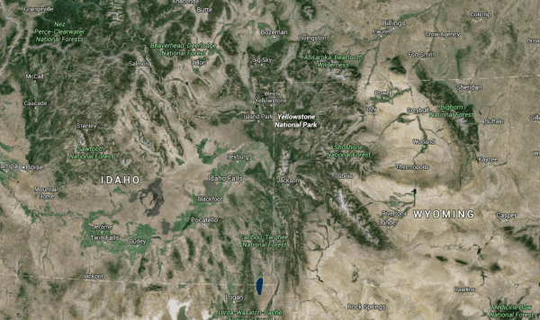 Yellowstone National Park. (Google Earth)