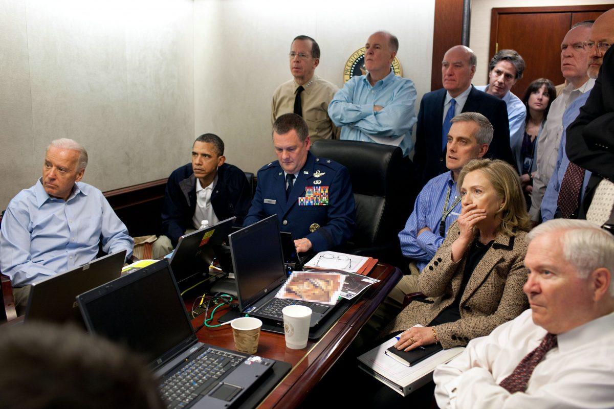 President Barack Obama and Vice President Joe Biden, along with members of the national security team, receive an update on the mission against Osama bin Laden in the Situation Room of the White House, May 1, 2011. (Pete Souza/The White House via Getty Images)