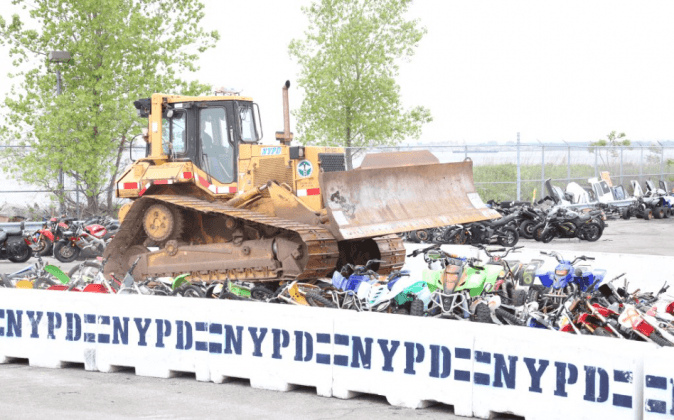 Video: New York City Crushes Illegal Motorbikes, ATVs With Bulldozer