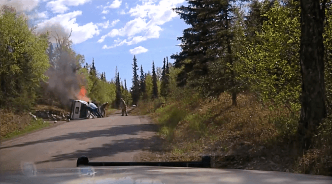 Video: Police Officer, Bystanders Save Man From Fiery SUV Crash in Alaska