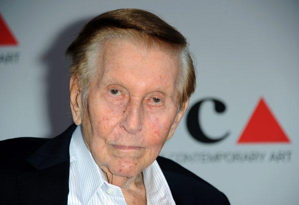 Media mogul Sumner Redstone arrives at the 2013 MOCA Gala celebrating the opening of the Urs Fischer exhibition at MOCA, in Los Angeles, on April 20, 2013. (Richard Shotwell/Invision/AP)
