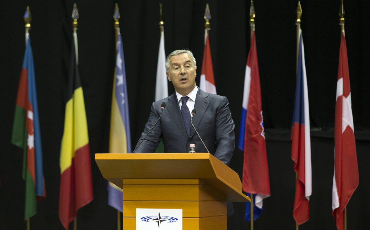Milo Đukanović speaks at the NATO Parliamentary Assembly Spring session in Tirana, Albania, on May 30, 2016. (Hektor Pustina/AP Photo)