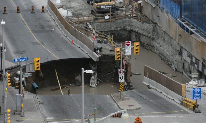 Downtown Street Near Parliament Hill Collapses, Leaving Gaping Hole
