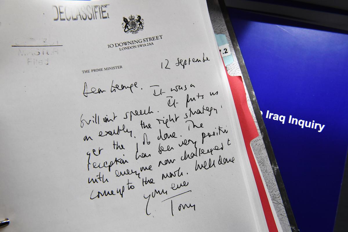 Letters: Blair Made Early Iraq Invasion Commitment to Bush