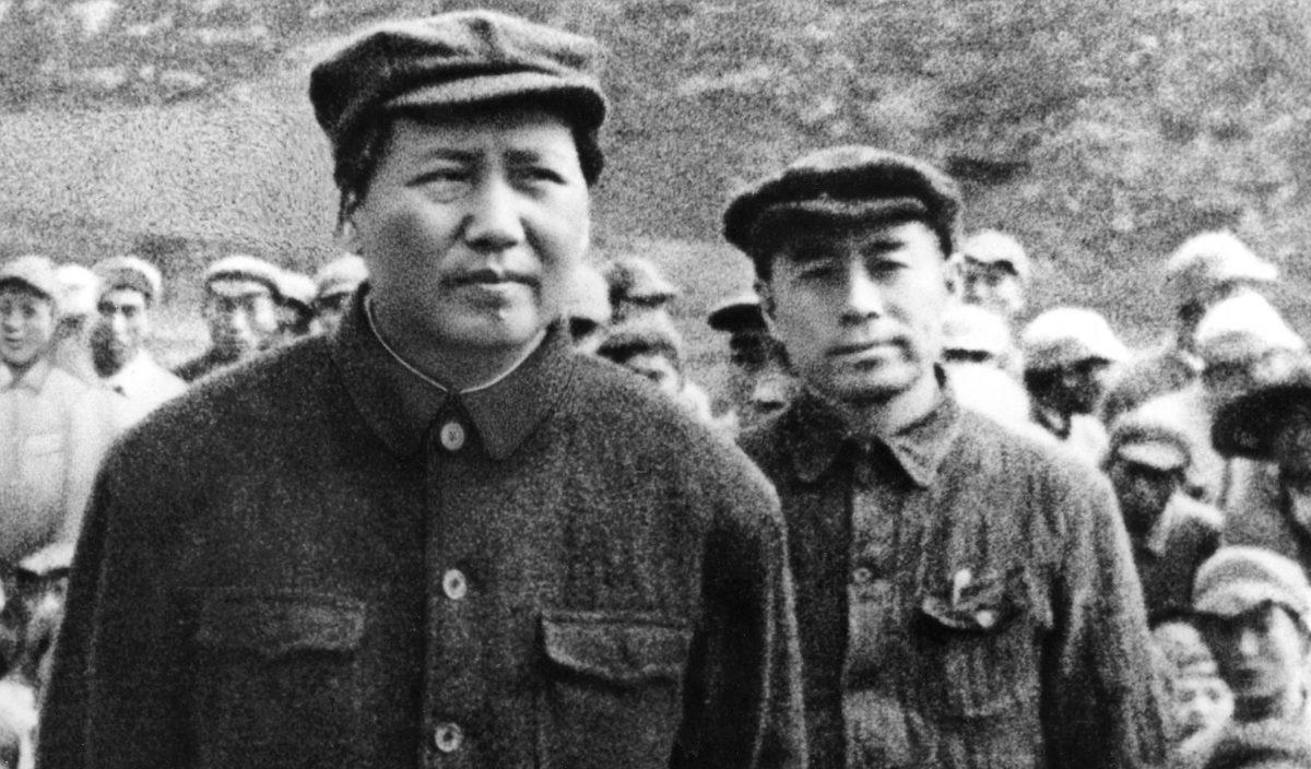 Zhu Enlai (right), one of the leaders of the Chinese Communist Party (CCP), and Prime Minister of China from its inception in 1949 until his death, and Chairman Mao Zedong (left) pose for the picture in Yunnan during the war between China and Japan in 1945. (AFP/Getty Images)