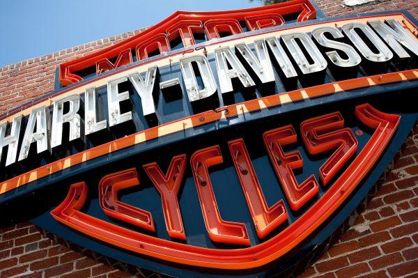 This July 16, 2012 photo shows a sign for Harley-Davidson Motorcycles at the Harley-Davidson store in Glendale, Calif. (AP Photo/Grant Hindsley, File)