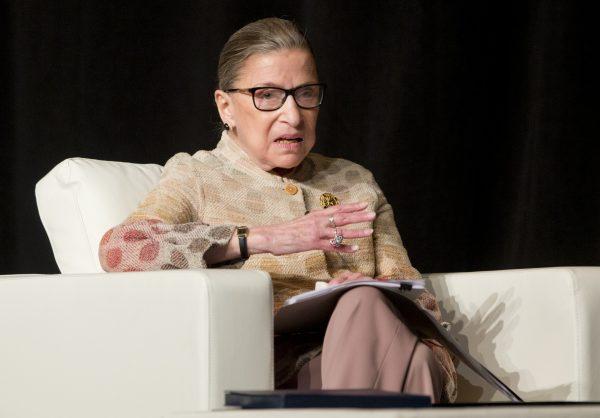 Supreme Court Justice Ruth Bader Ginsburg takes part in a conference in Saratoga Springs, New York on May 26, 2016. (AP Photo/Mike Groll, File)