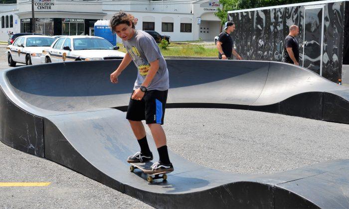 Skateboard Company Demos Pump Track in Middletown
