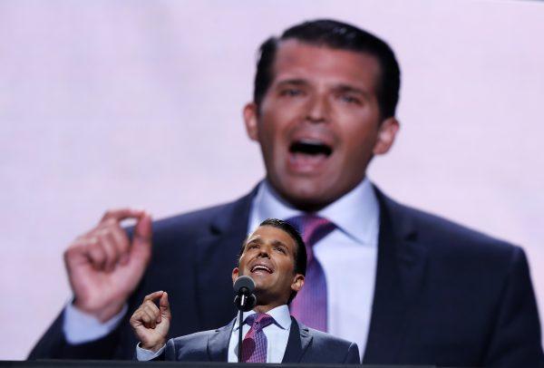 Donald Trump, Jr., son of Republican Presidential Candidate Donald Trump, speaks during the second-day session of the Republican National Convention in Cleveland, Tuesday, July 19, 2016. (AP Photo/Carolyn Kaster)