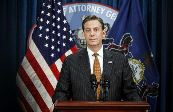 The First Deputy Attorney General Bruce Castor speaks during a news conference in Harrisburg, Pa., on Aug. 16, 2016. (Dan Gleiter/PennLive.com via AP)