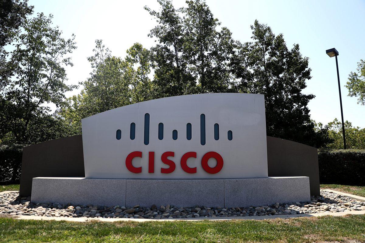 A Cisco Systems logo is seen in a file photo taken in 2017. (Justin Sullivan/Getty Images)