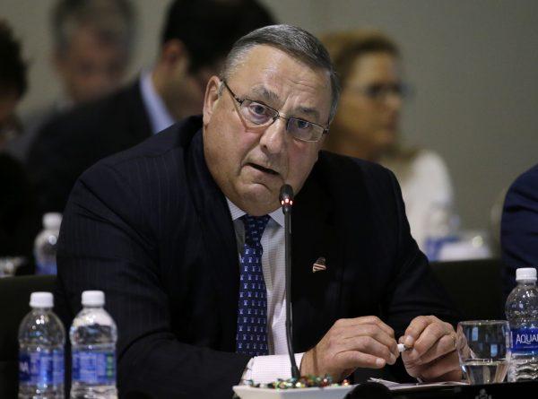 Maine Gov. Paul LePage speaks during a conference of New England's governors and eastern Canada's premiers to discuss closer regional collaboration on Aug. 29, 2016, in Boston. (AP Photo/Elise Amendola)