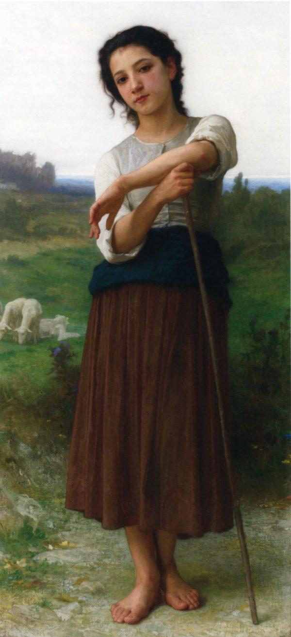 "Jeune Bergere Debout" by William Adolphe Bouguereau, oil on canvas, 1887.
