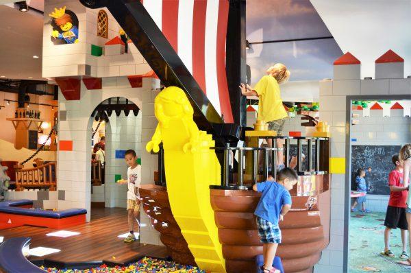 Children play in the lobby of the Legoland Hotel in Winter Haven, Fl. on Sept. 29, 2016. (Yvonne Marcotte/Epoch Times)
