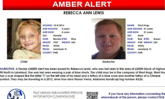 AMBER Alert Issued for Missing 4-Year-Old Florida Girl Rebecca Lewis