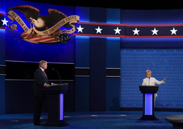 Republican nominee Donald Trump and Democratic nominee Hillary Clinton during the final presidential debate in Las Vegas on Oct. 19, 2016. (Robyn Beck/AFP/Getty Images)