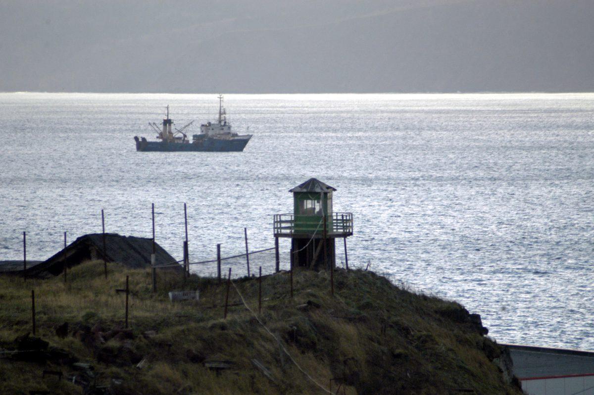 A Russian border guards' tower is seen on Kunashir Island, one of the disputed Kuril Islands that are claimed by both Japan and Russia, in this undated file photo. (AP Photo)