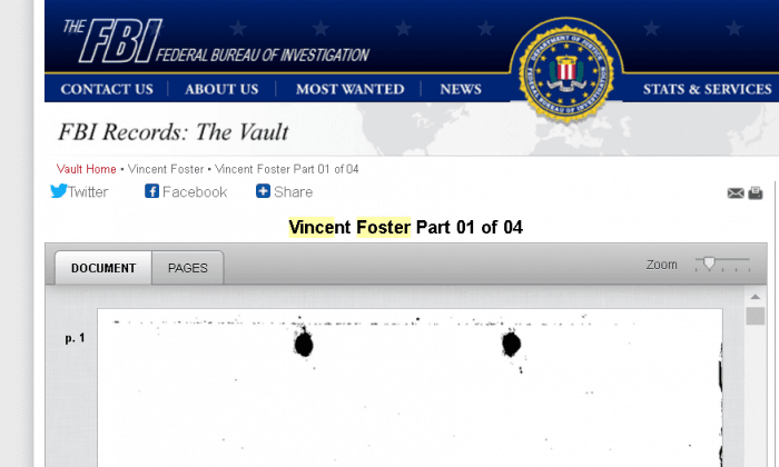 FBI Files of Vince Foster Suicide Investigation Go Viral