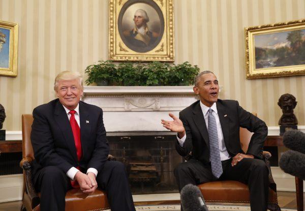 President Barack Obama meets with President-elect Donald Trump in the Oval Office of the White House in Washington, on Nov. 10, 2016. (Pablo Martinez Monsivais/AP Photo)
