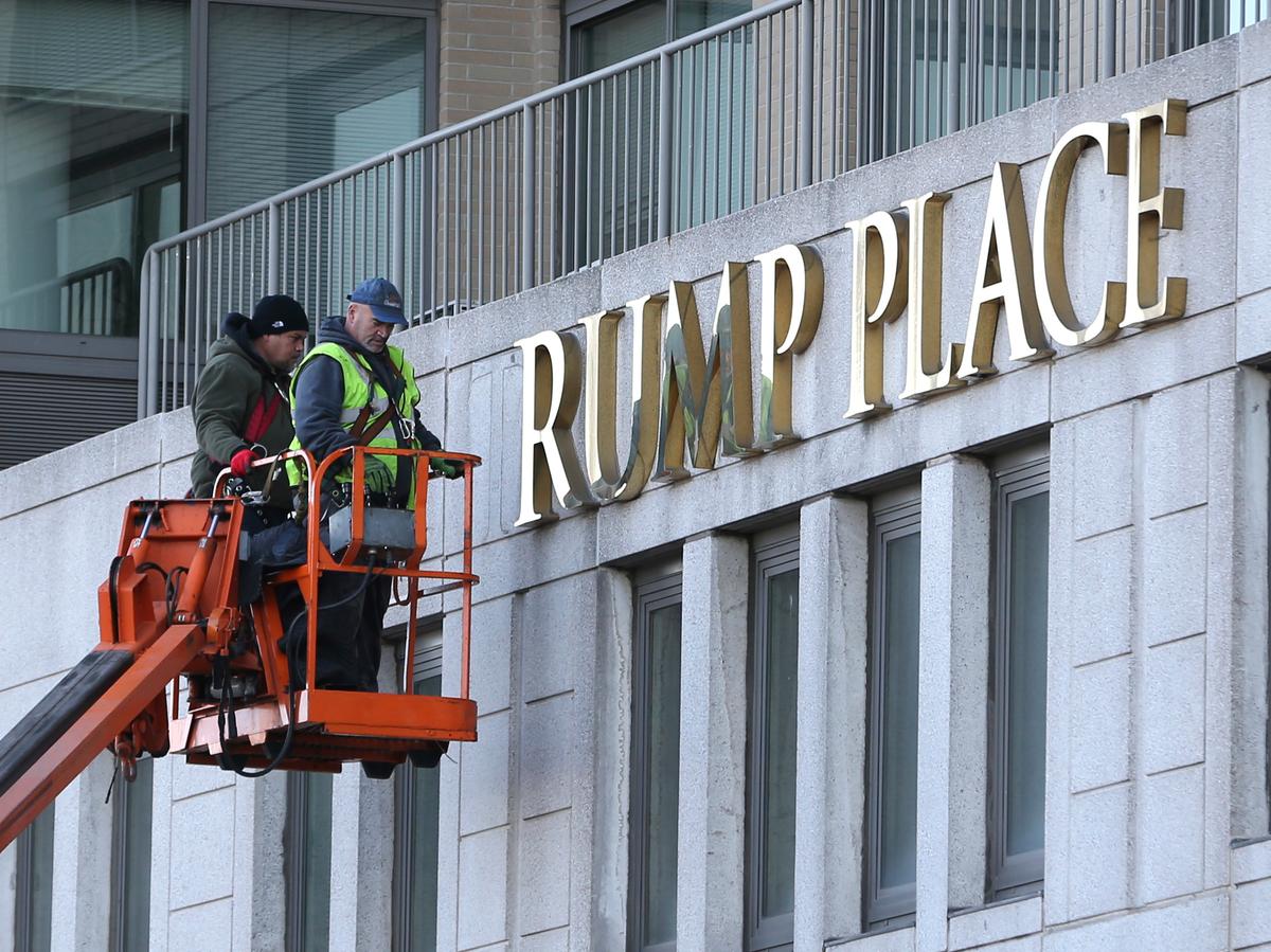 Workers Pry Gold ‘Trump Place’ Name Off Apartment Buildings