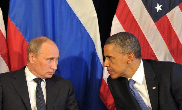 President Barack Obama meets his Russian counterpart Vladimir Putin in Los Cabos, Mexico, on June 18, 2012, during the G20 leaders Summit. (ALEXEI NIKOLSKY/AFP/GettyImages)