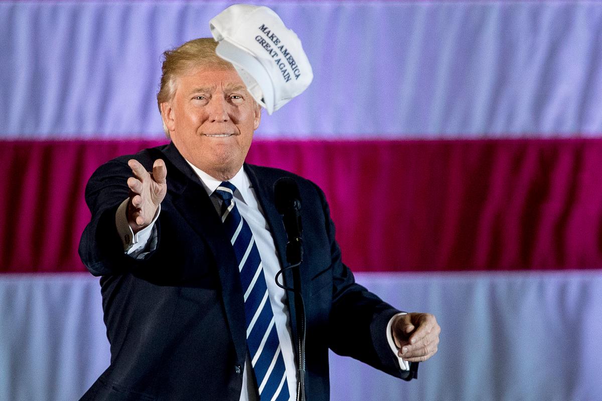Trump Jovially Rejoins Campaign Trail, Tosses Hat to a Fan