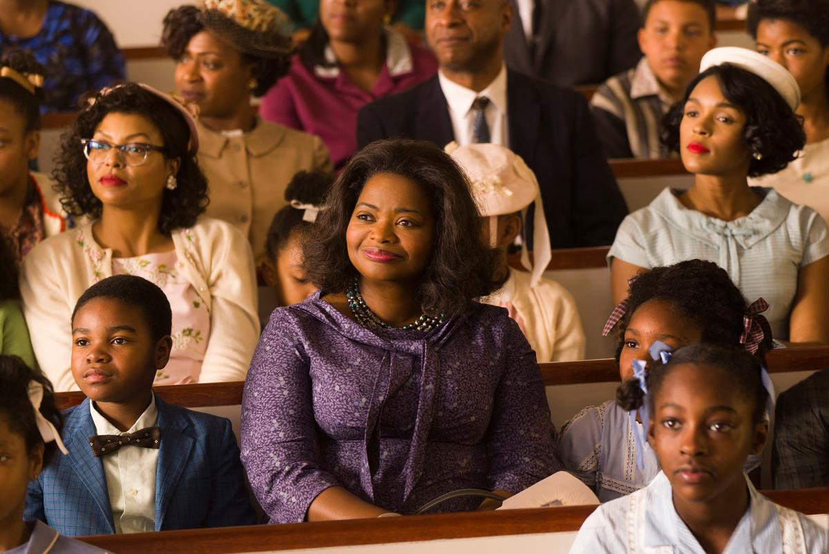 (L–R) Katherine Johnson (Taraji P. Henson), Dorothy Vaughan (Octavia Spencer) and Mary Jackson (Janelle Monae) are three brilliant African-American mathematicians working at NASA, who were the brains behind one of the greatest space operations in history: the launch of astronaut John Glenn into orbit. (Hopper Stone/20th Century Fox)