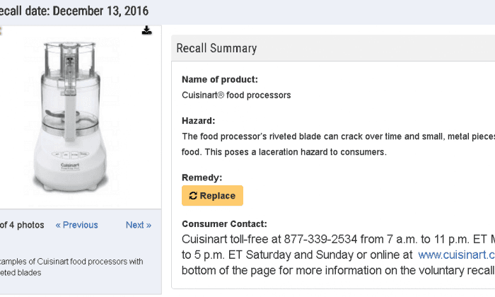 Cuisinart Recall: 8 Million Made-in-China Food Processors Pulled